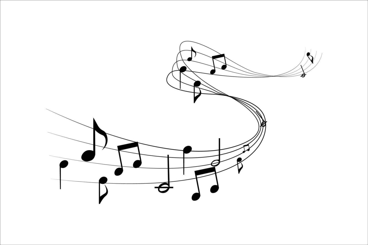 Music note wave and musical symbol line icon. vector