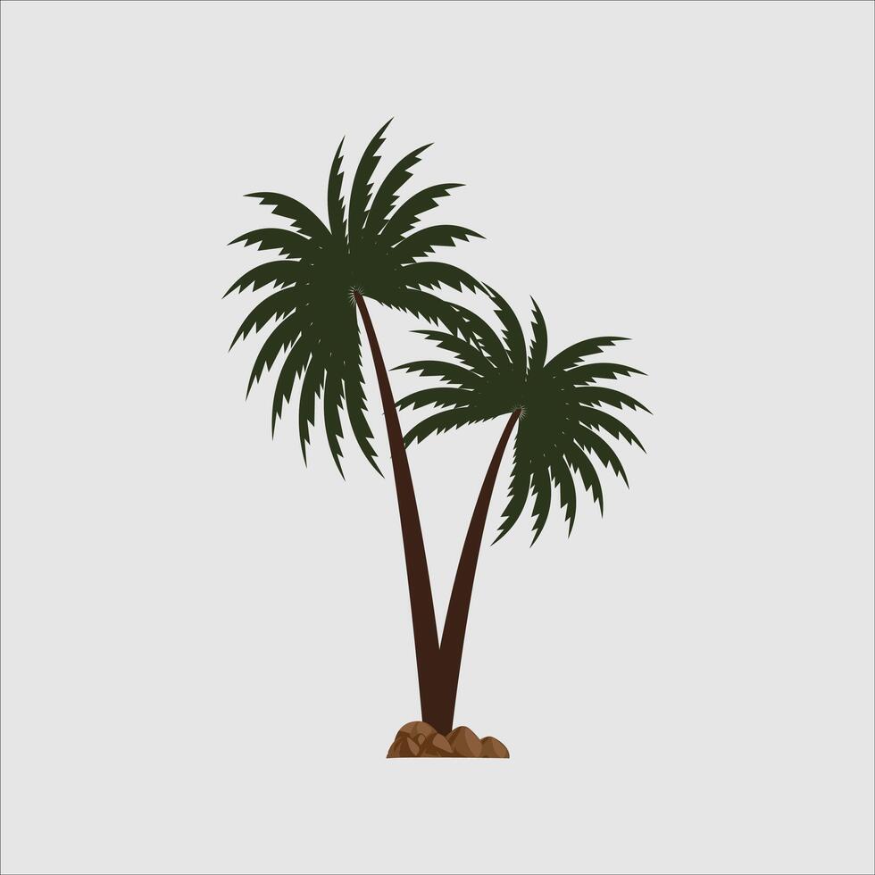 Coconut tree art in white background . vector