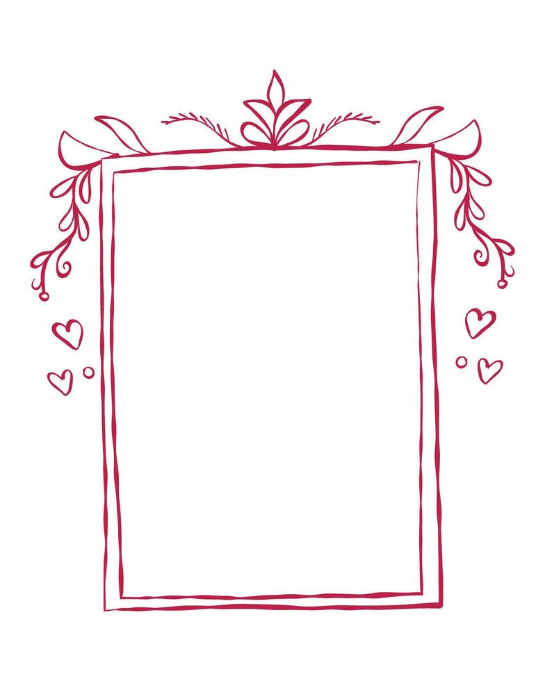 Decorative frame design with floral elements and hearts for creative projects and personalized messages vector