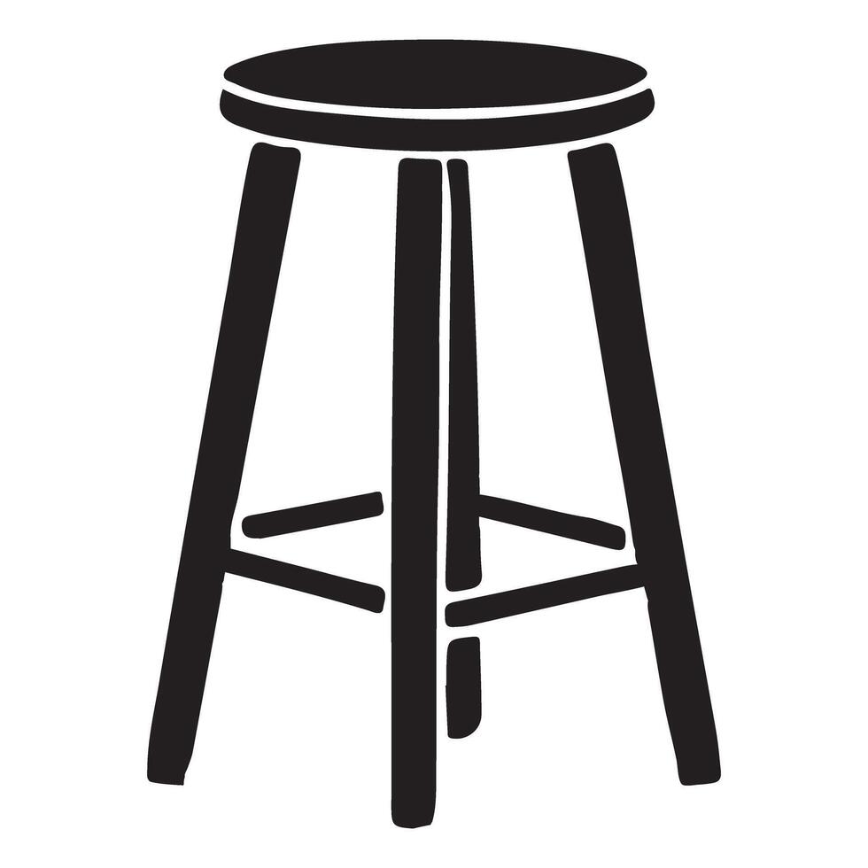 Simple Wooden Stool Silhouette Illustration design vector