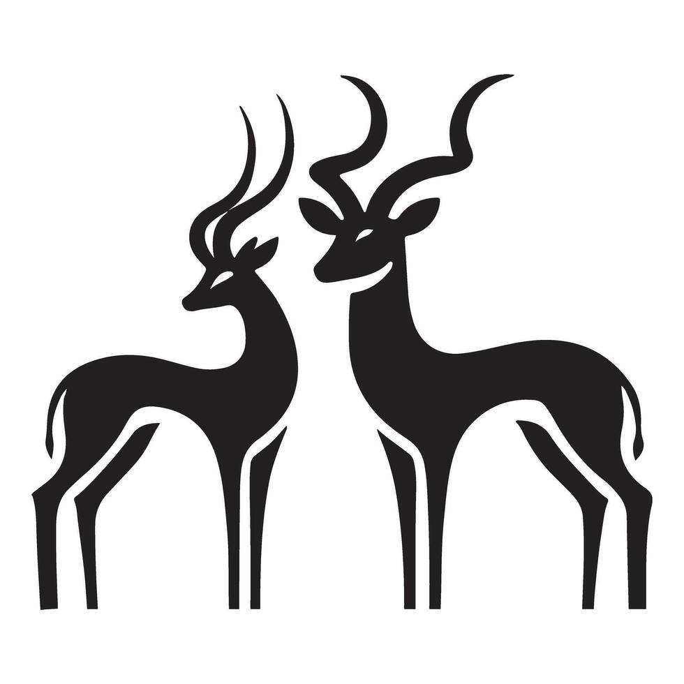 Pair of Elegant Gazelle Silhouettes vector