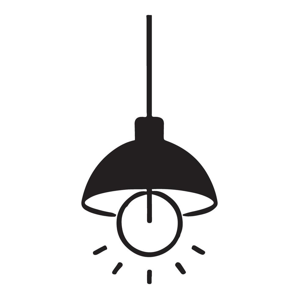 Hanging Lamp with Visible Light Bulb Silhouette vector