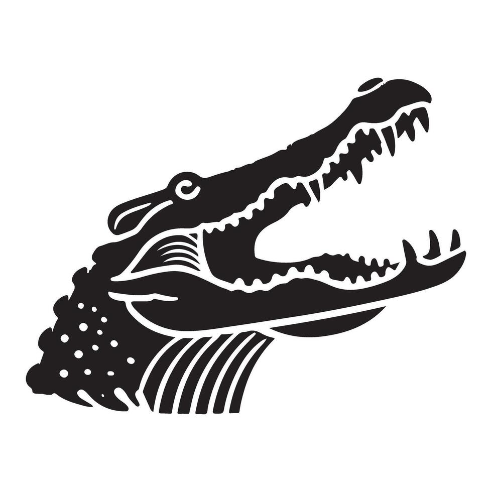 Aggressive Crocodile Head Silhouette Illustration vector