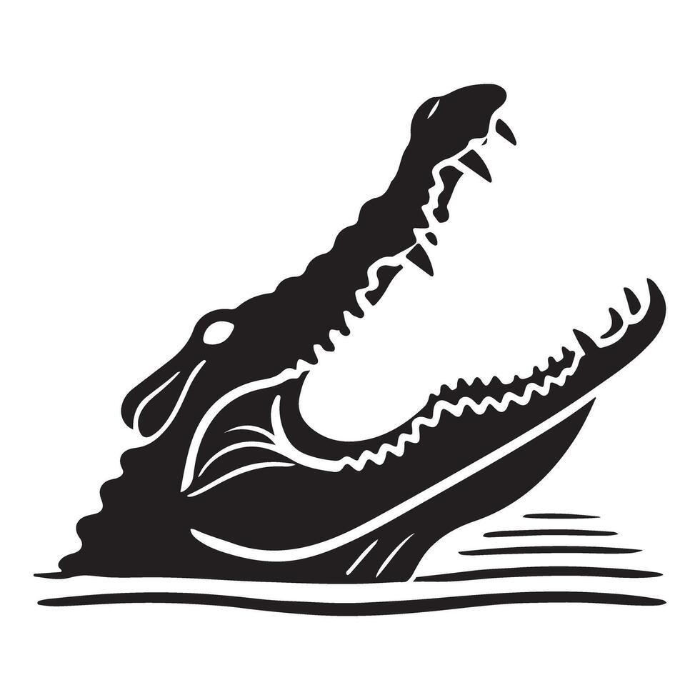 Alligator Silhouette Emerging from Water vector