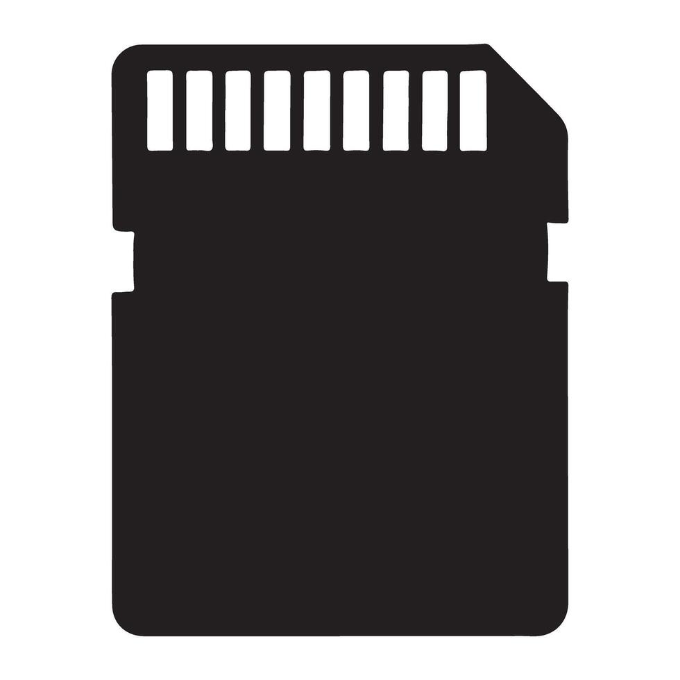 SD Card Silhouette Icon for Digital Storage vector