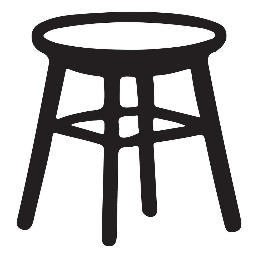 Simple Silhouette Illustration of a Three Legged Round Stool design vector