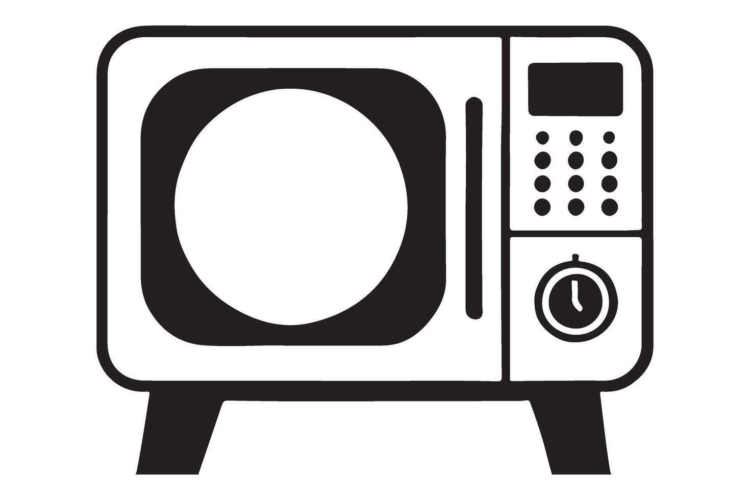 Retro Microwave Oven Silhouette Illustration vector