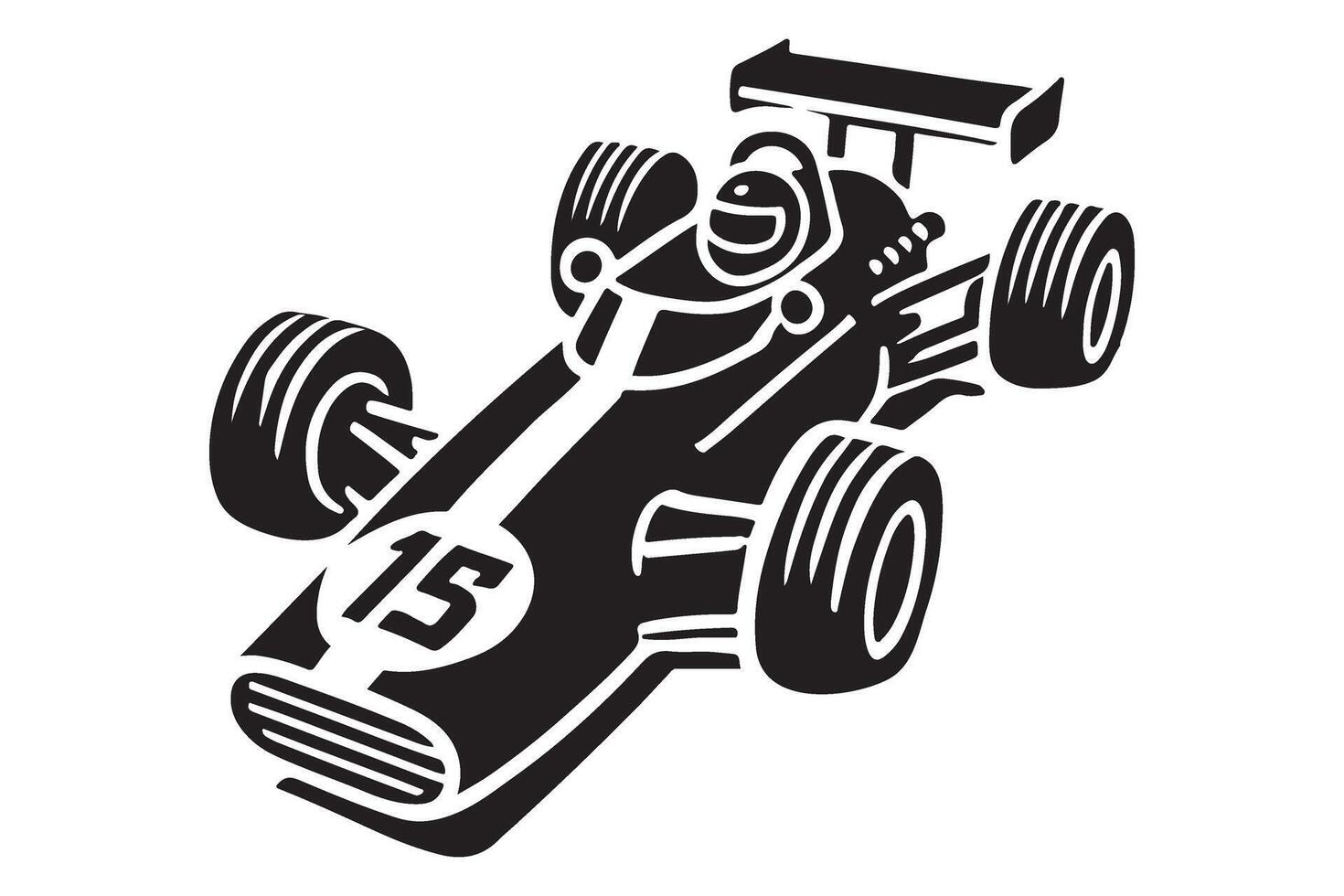 Vintage Formula One Race Car Silhouette Illustration vector