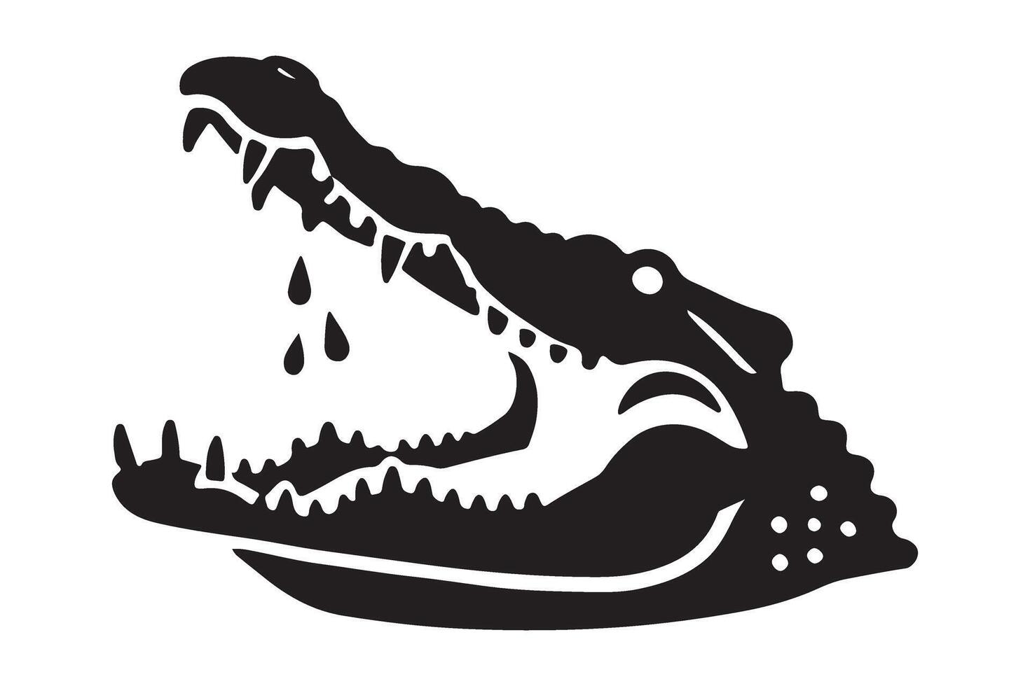 Aggressive Crocodile Head Silhouette with Blood Art vector