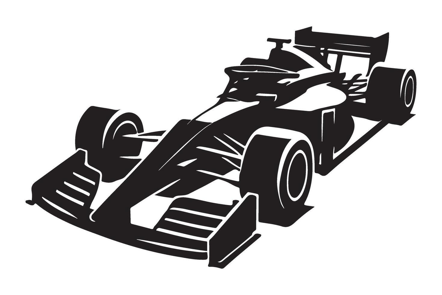 Modern Formula One Racing Car Silhouette Illustration vector