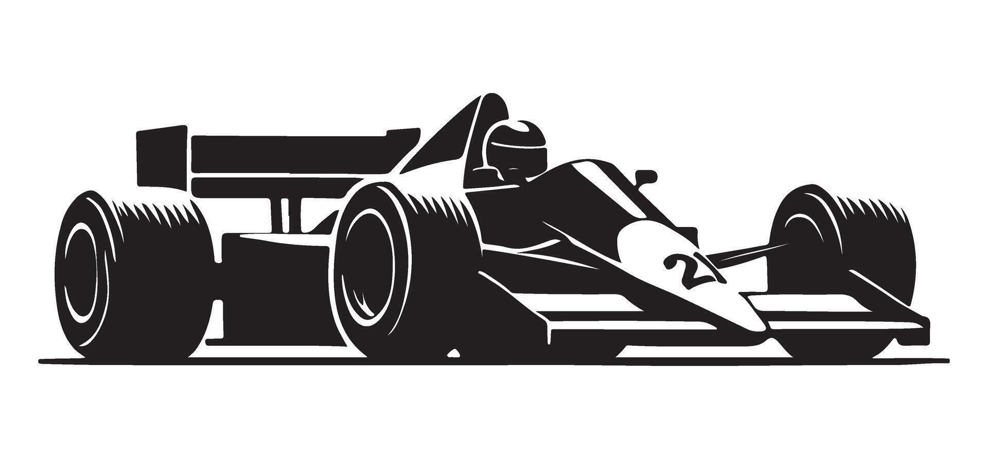 Classic Formula One Race Car Silhouette Graphic vector