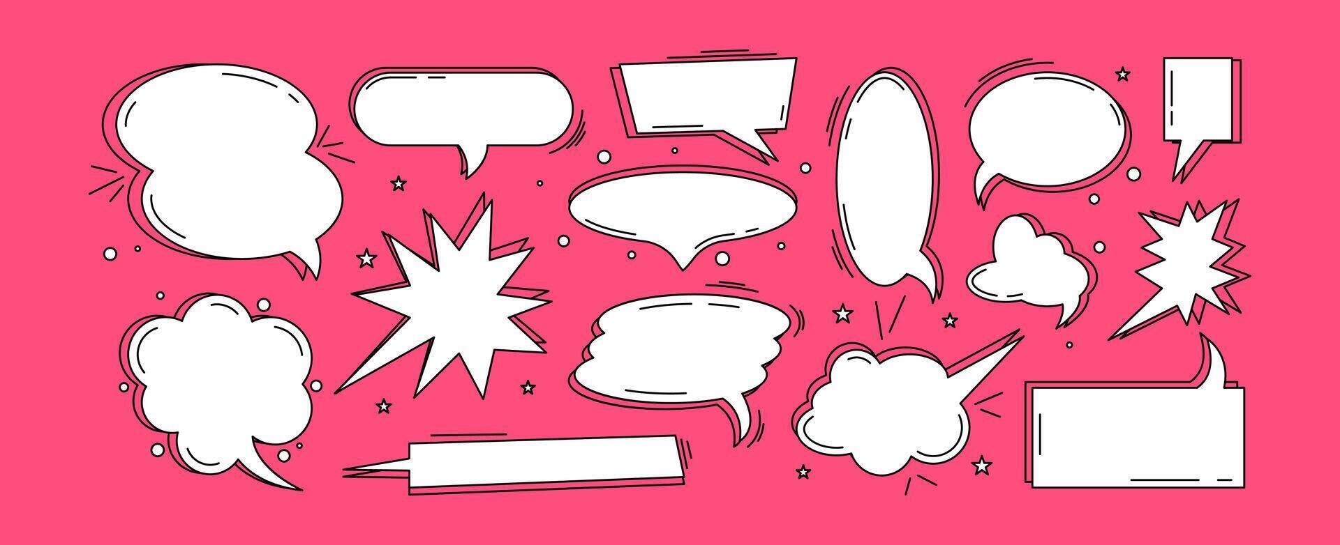 Retro comic style speech balloons. illustration isolated on pink background vector