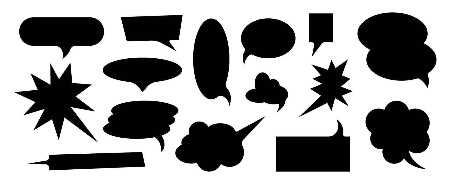 Black creative speech bubbles collection for advertising, comics, infographics, multimedia content. illustration isolated on transparent background vector