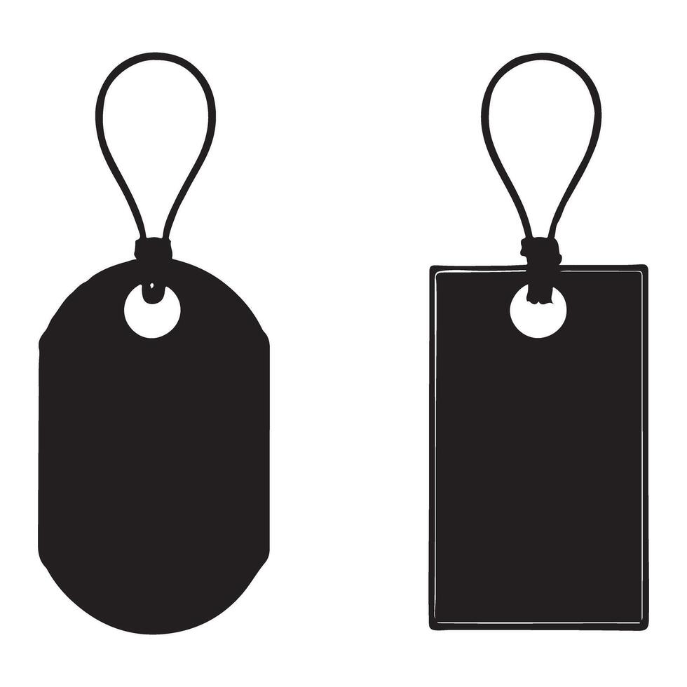 Blank Oval and Rectangular Price Tags Silhouette vector