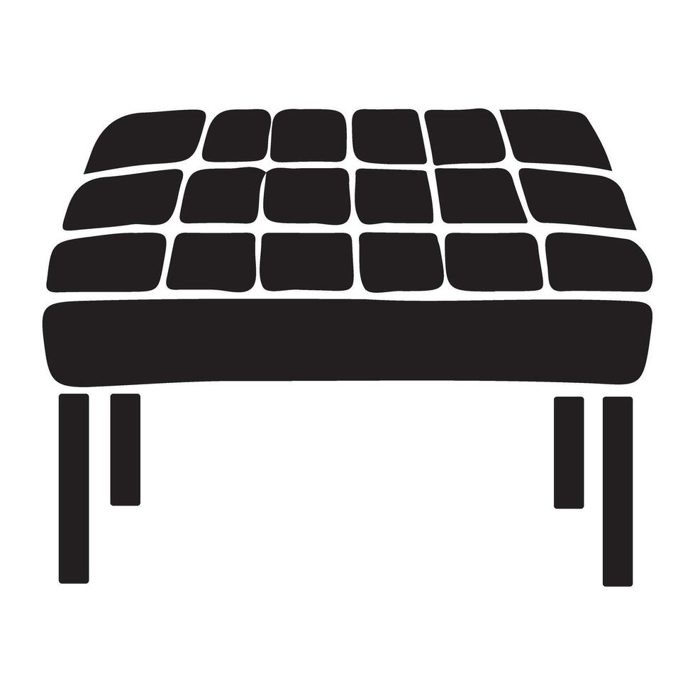 Silhouette Illustration of a Square Ottoman with a Quilted Top vector