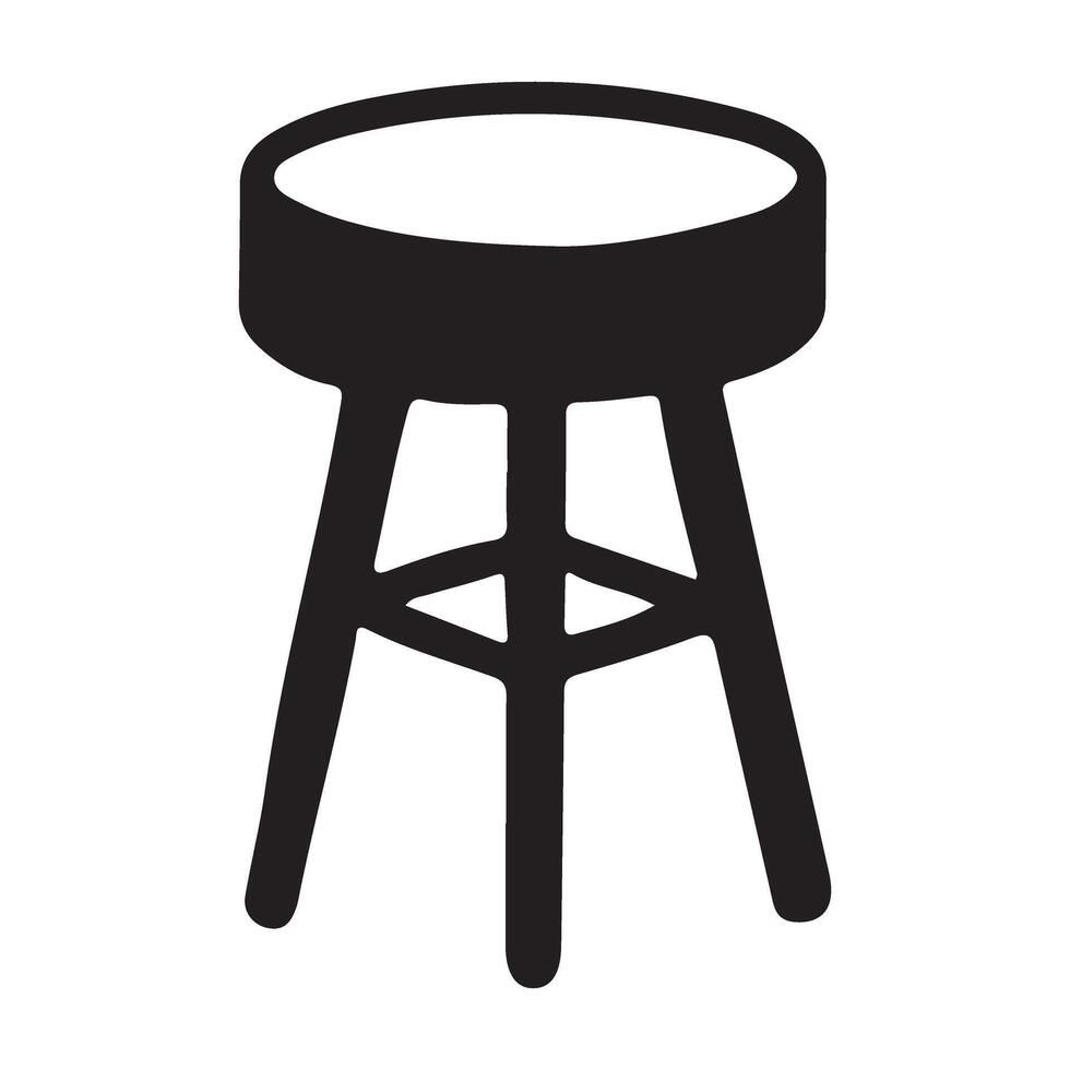 Simple Silhouette design Illustration of a Three Legged Round Stool vector