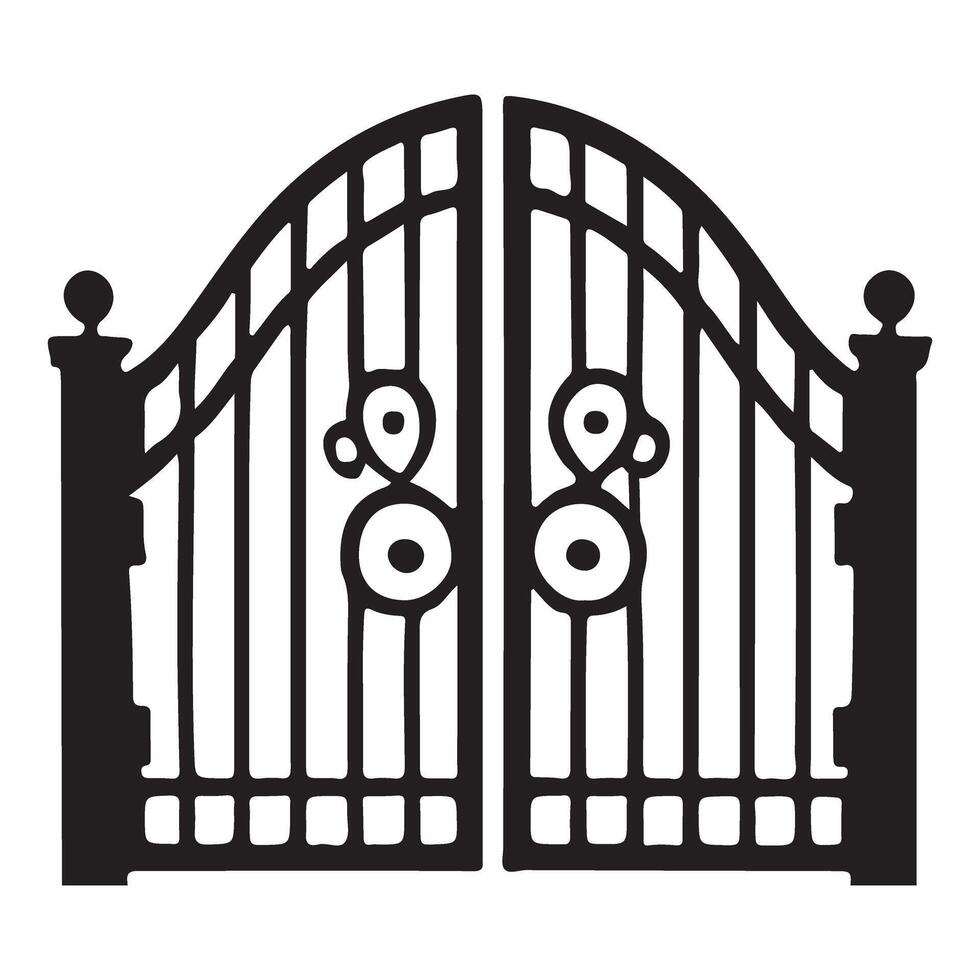 Ornate Iron Gate Silhouette Illustration design vector