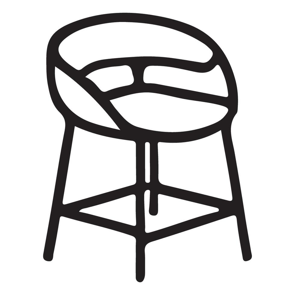 Modern Round Bar Stool Silhouette Illustration vector