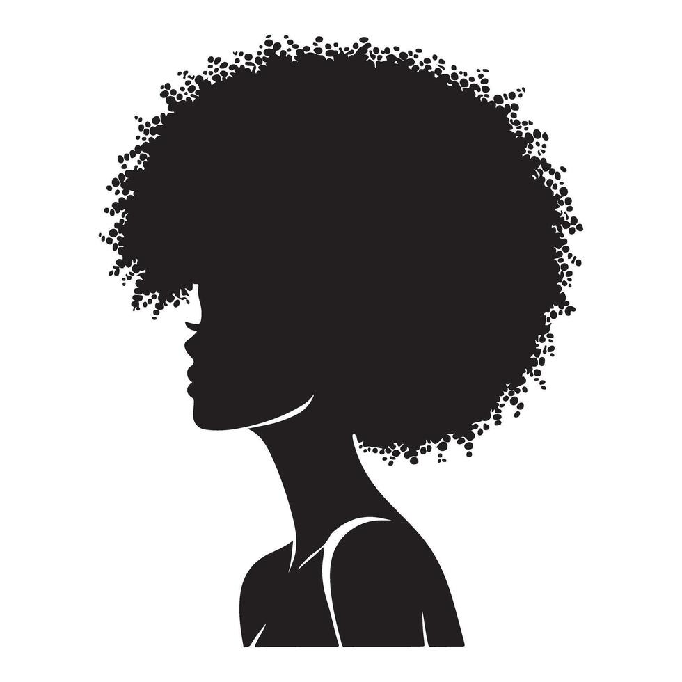 Side Profile Silhouette of a Woman with an Afro vector