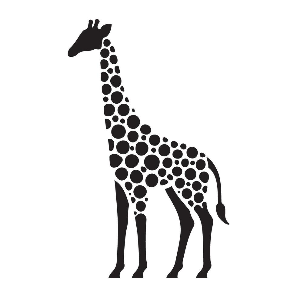 Giraffe Silhouette Illustration with Unique Spot Pattern vector