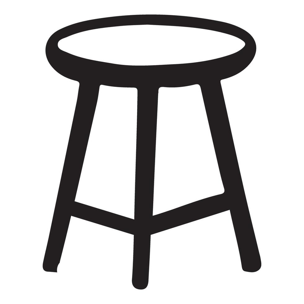 Simple Black and White Stool Silhouette vector