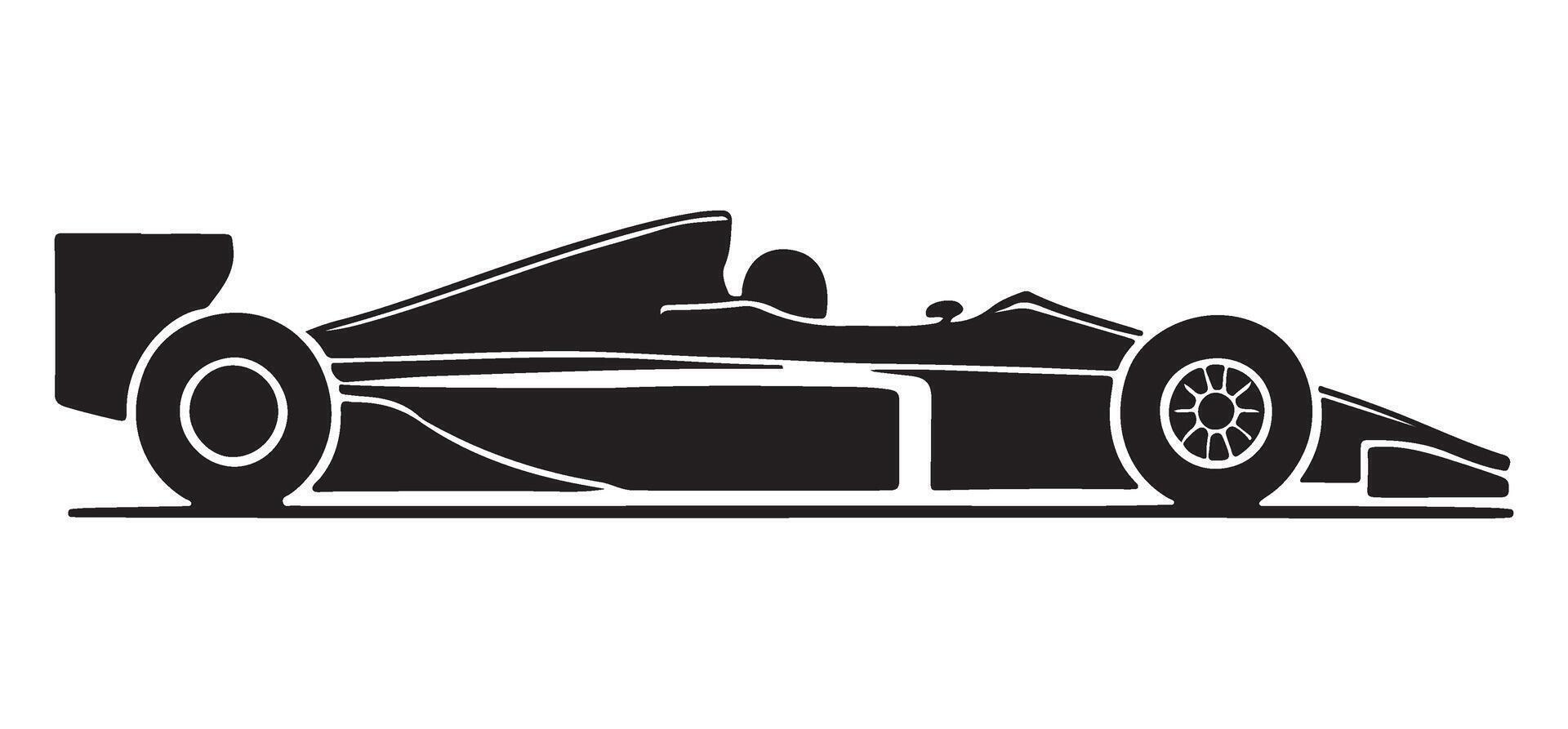 Side View Formula One Racing Car Silhouette Illustration vector