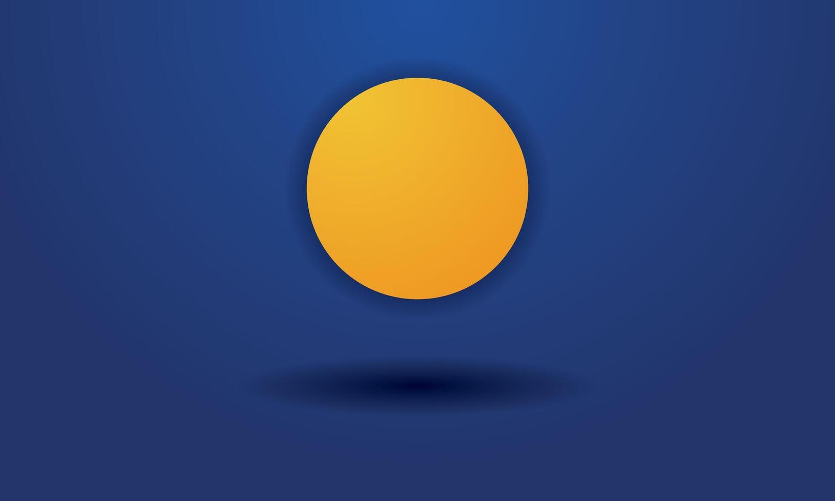 Dark blue abstract background with a yellow circle in the middle and a shadow vector
