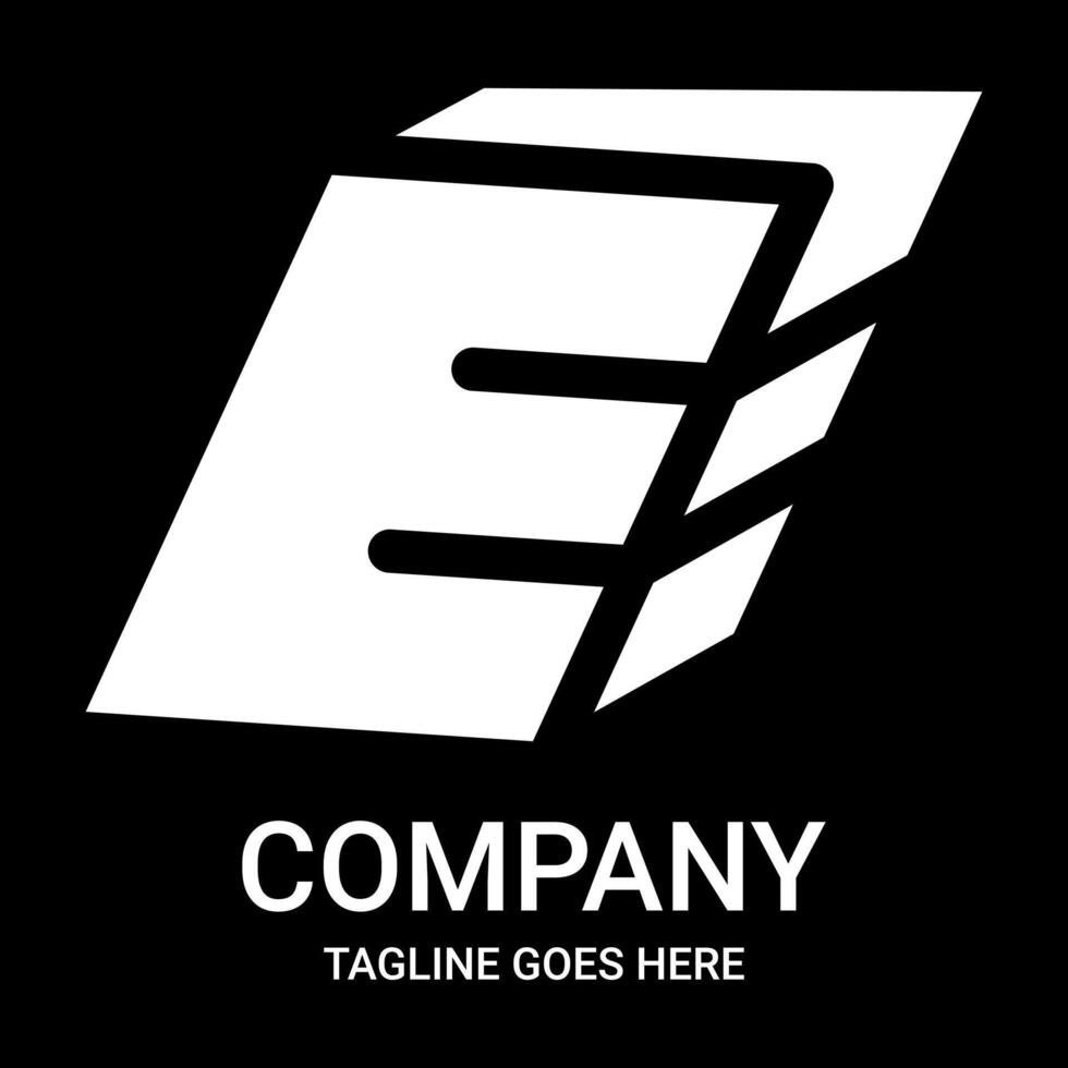 Abstract letter E logo in square shape. Sports edition. vector