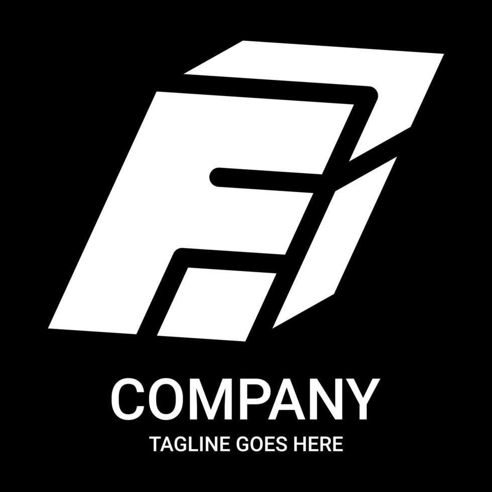 Abstract letter F logo in square shape. Sports edition. vector