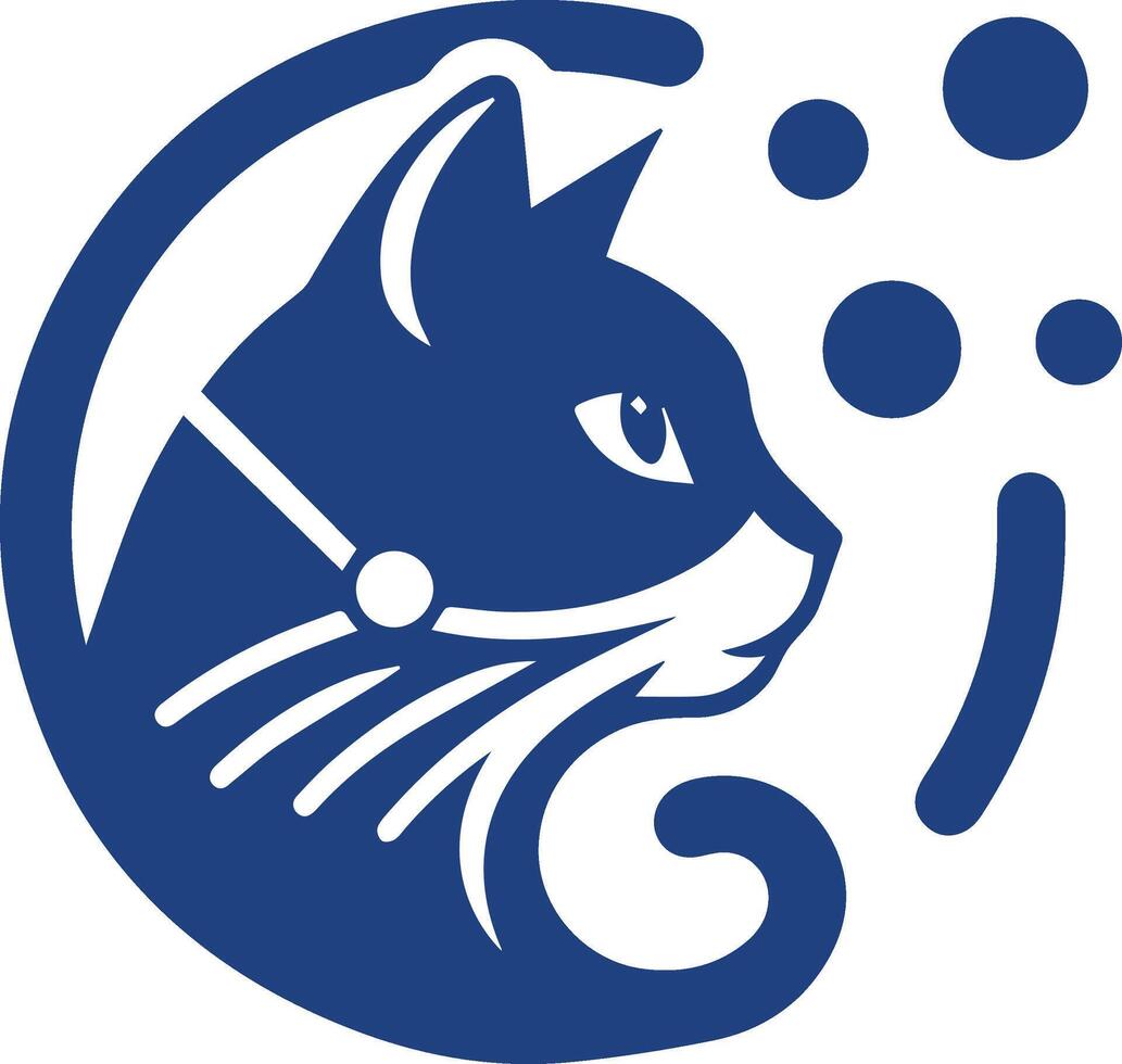 Modern Cat Head Logo with Abstract Shapes and Deep Blue Color vector