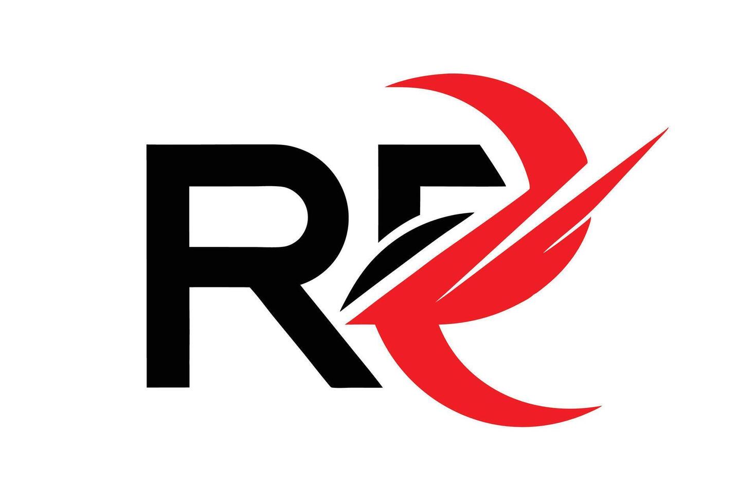 Logo design, abstract R symbol, bold black letter R, dynamic red swoosh vector