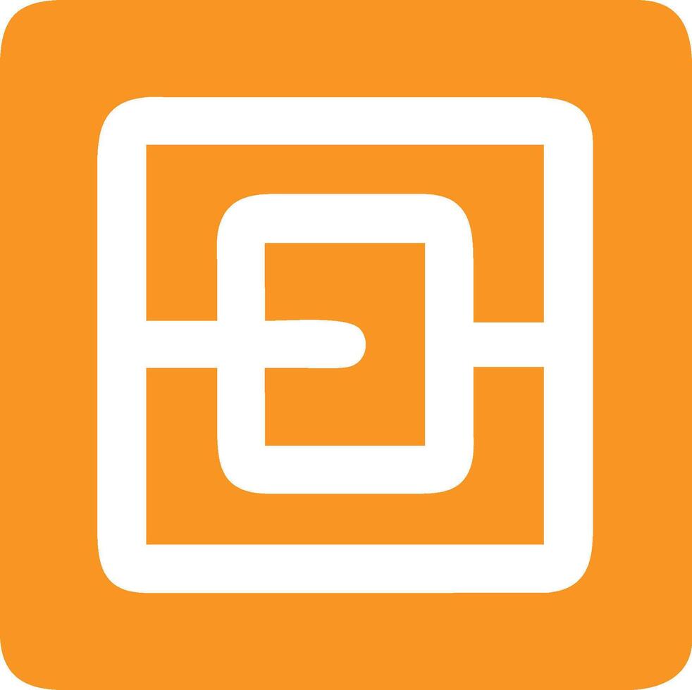 Logo design, geometric shapes, interlocking squares, minimalist, white on orange background vector