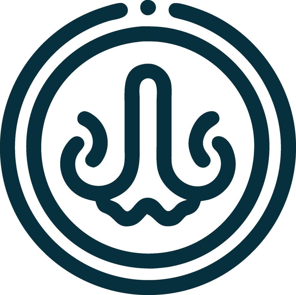 Minimalist logo design, stylized octopus or squid tentacles, dark teal on white background, circular emblem vector