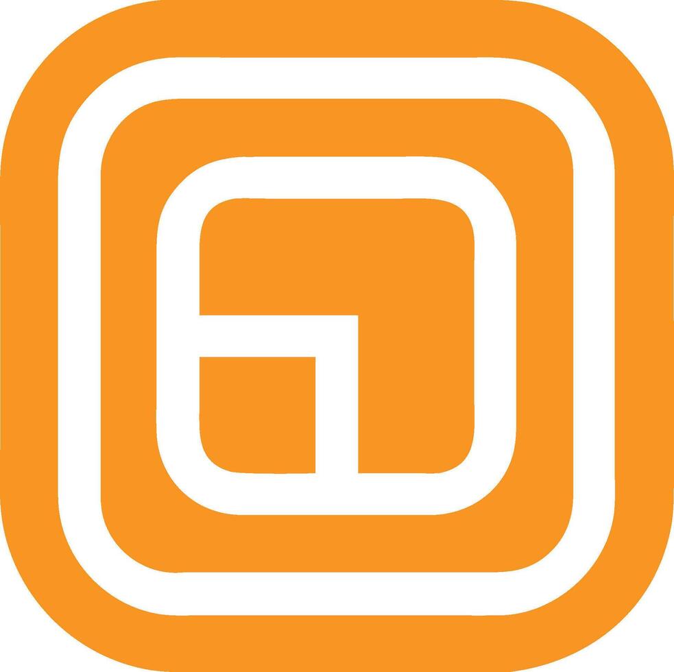 Logo design, geometric shape, orange and white, square with rounded corners, minimalist, abstract G letter, nested squares, app icon style, flat design, bold color, simple lines, vector