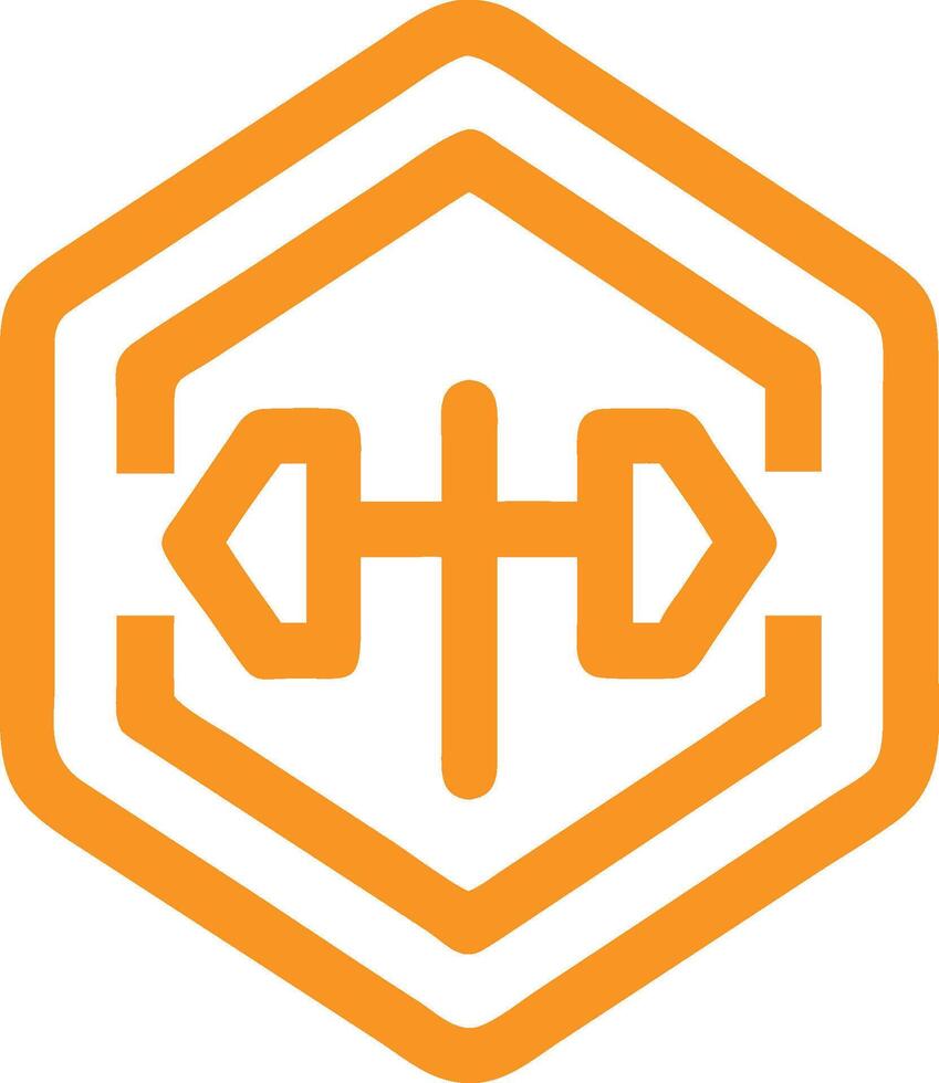 Orange geometric logo, hexagon shape, abstract house icon, minimalist design, bold lines, symmetrical composition vector