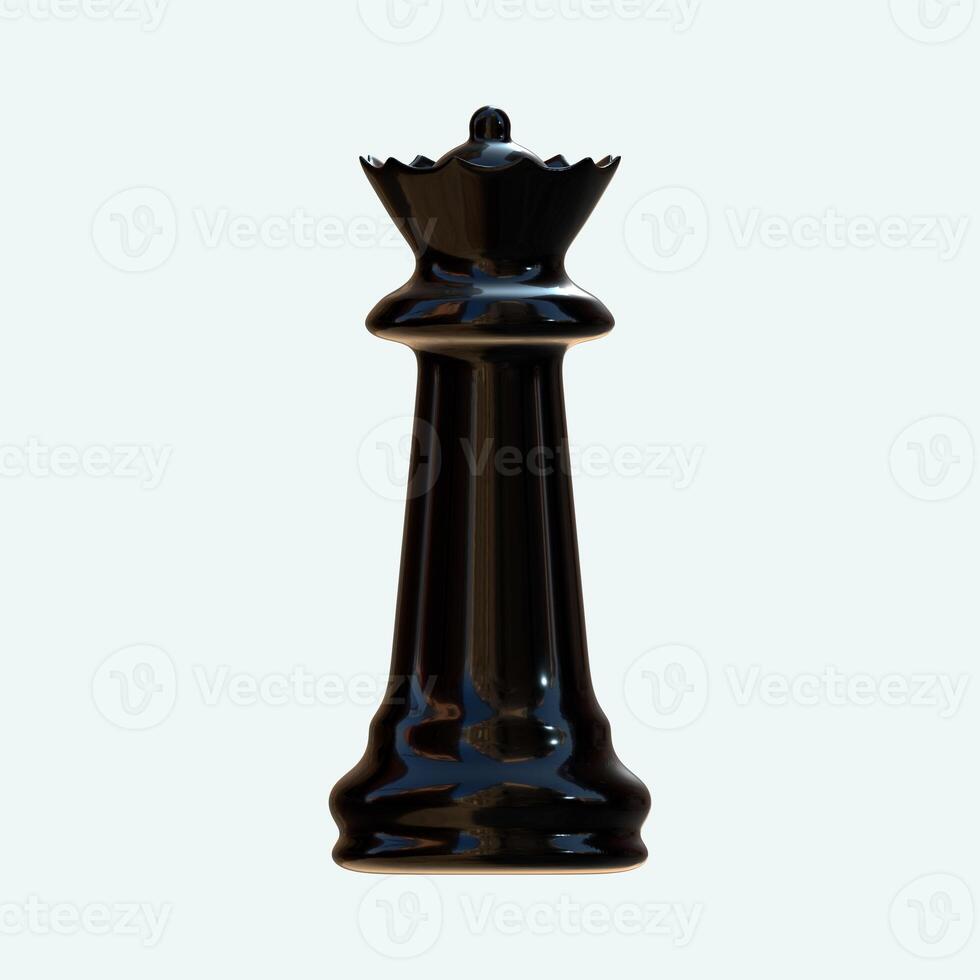 Chess Queen Piece Black 3D Render With Background Front View photo