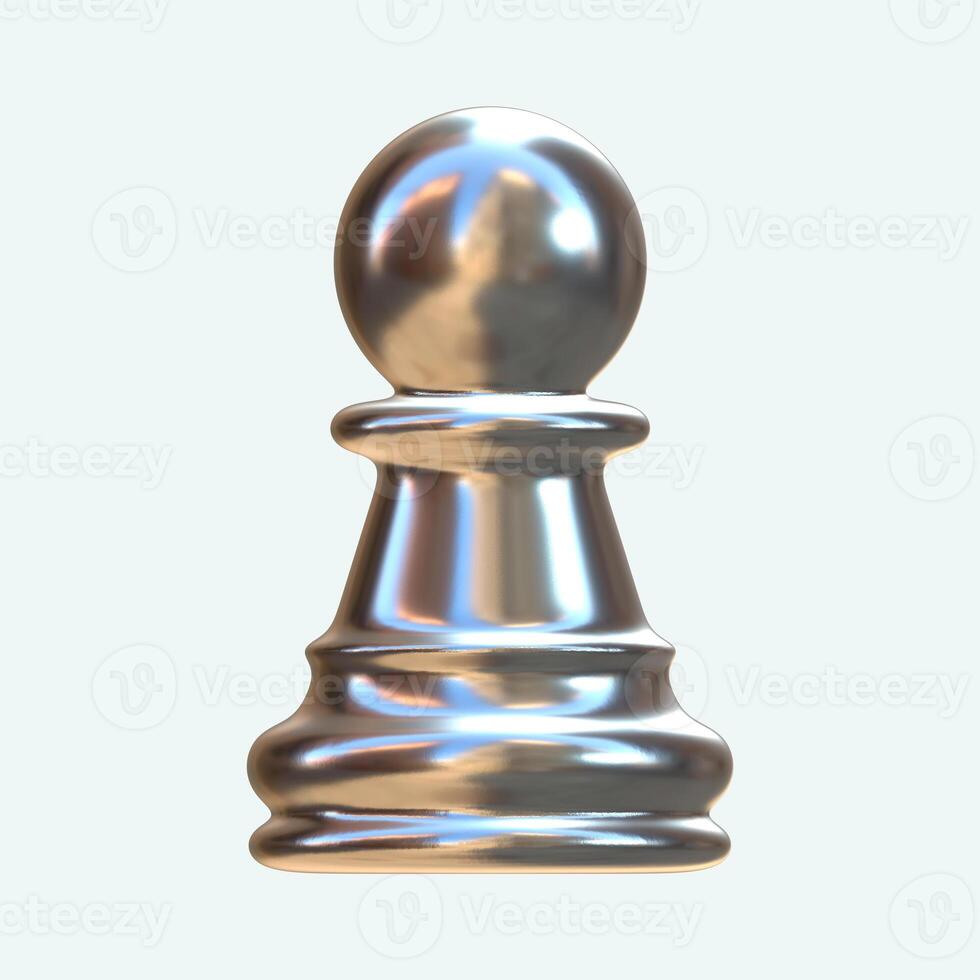 Pawn Chess Silver 3D Render Front View photo