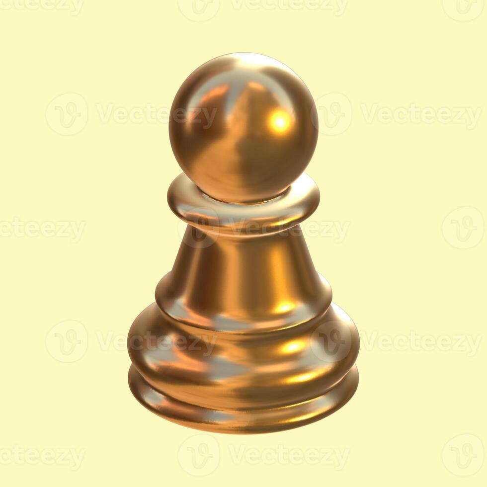 Pawn Chess Golden 3D Render Top View photo