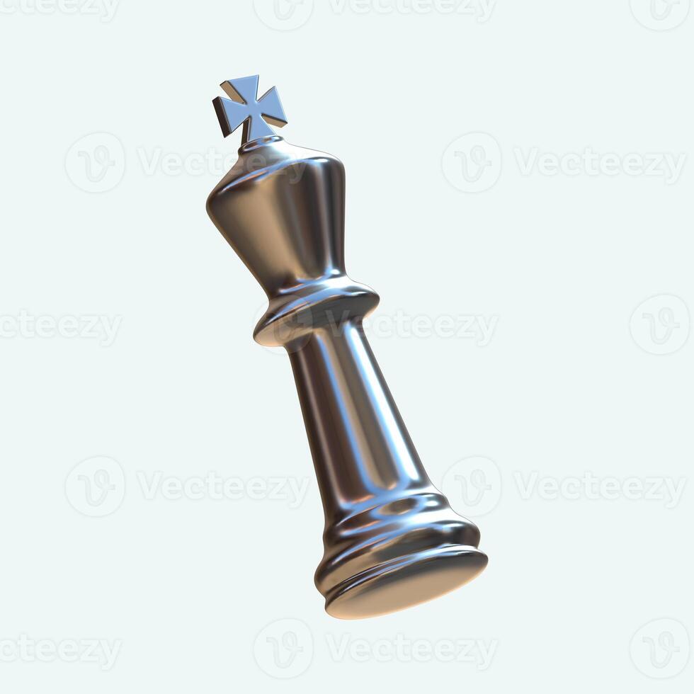 Chess King Piece Silver3D Render Angles View With Background photo