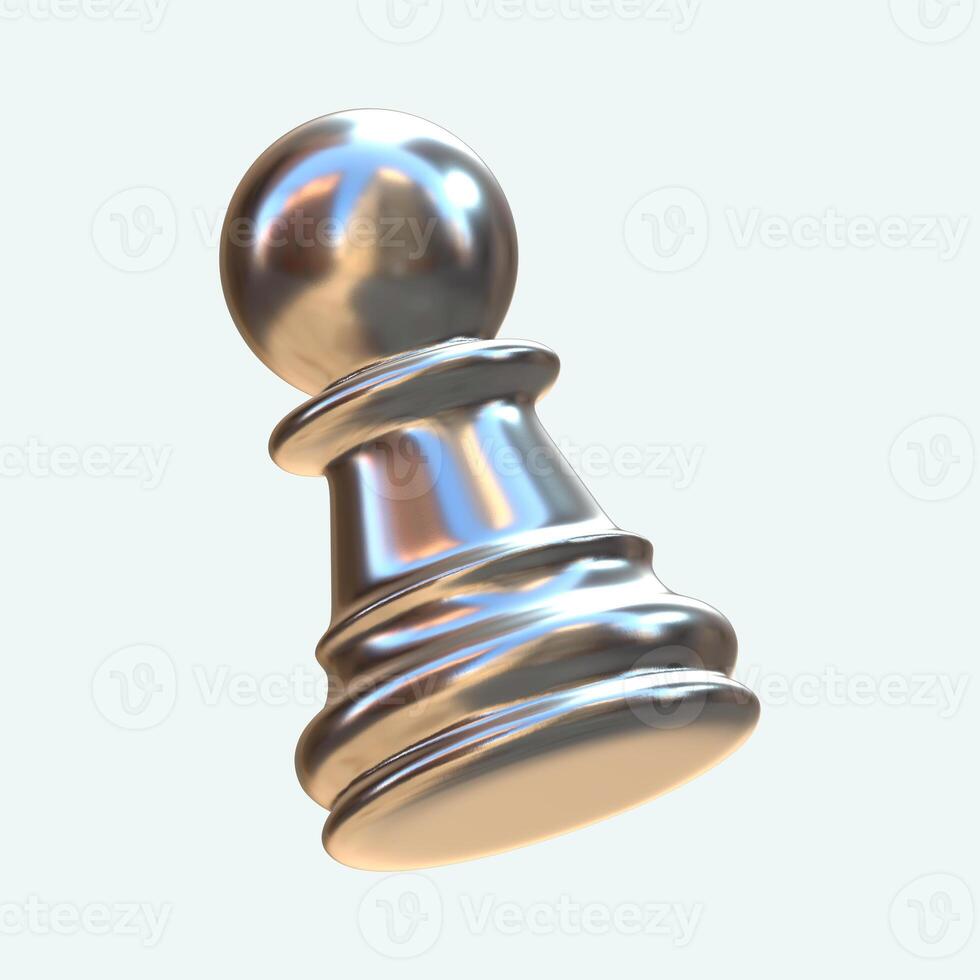 Pawn Chess Silver 3D Render Angled View photo