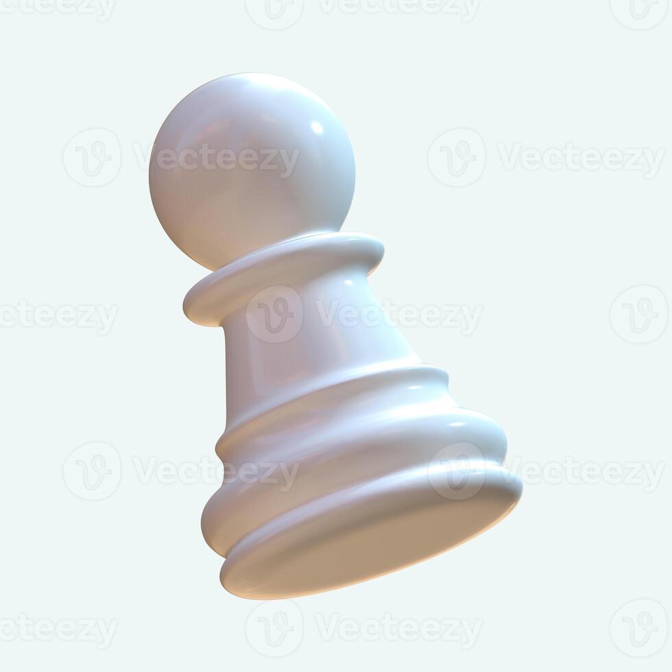Pawn Chess White 3D Render Angled View photo