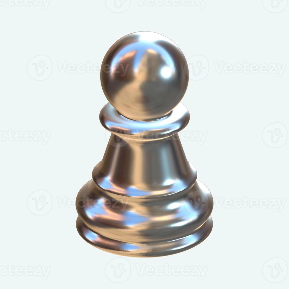 Pawn Chess Silver 3D Render Top View photo