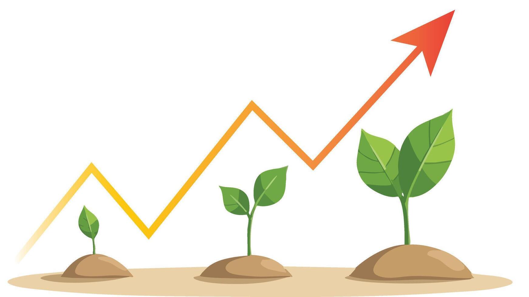 Plant Growth with Upward Arrow Nature and Business Growth Concept Illustration vector