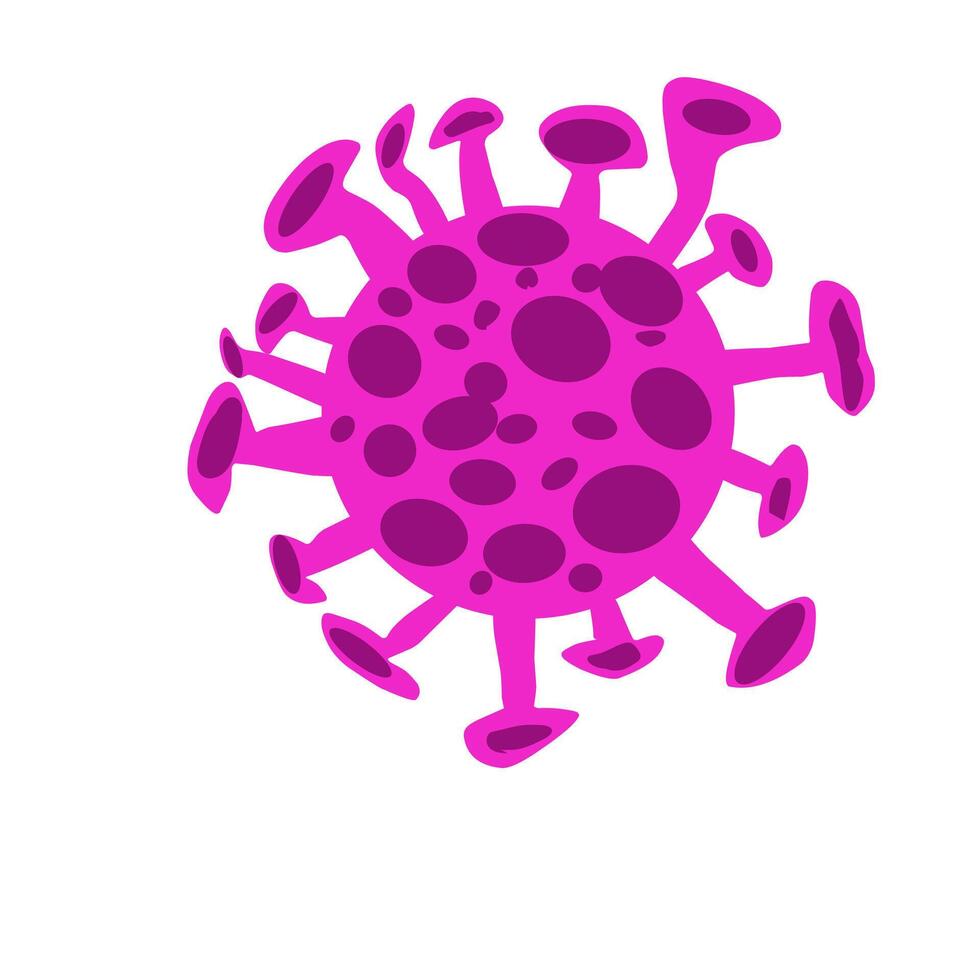 Detailed pink virus icon with unique patterns and spikes. Ideal for health-related illustrations, microbiology concepts, or COVID-19 awareness campaigns vector