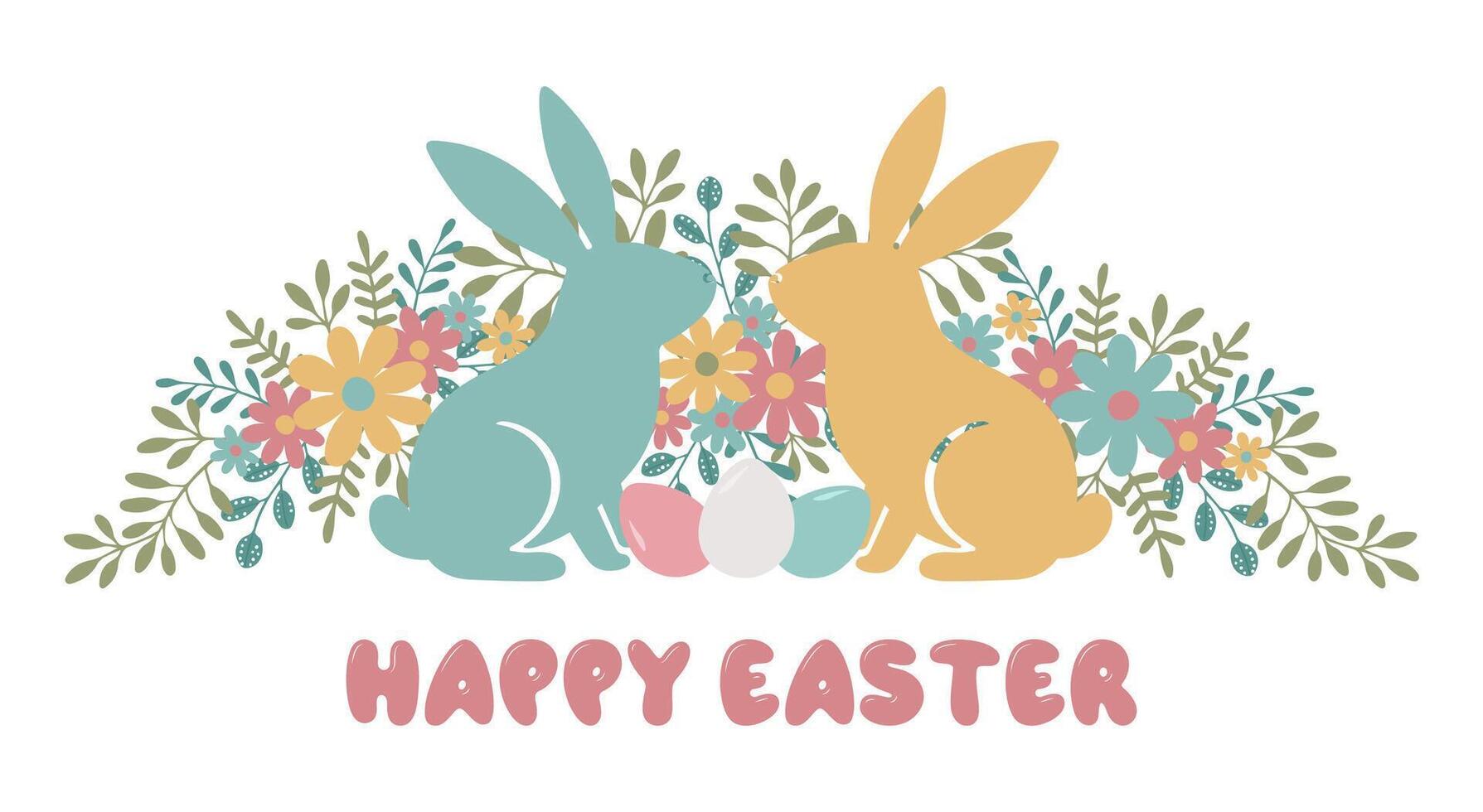 composition Easter Bunny and Eggs vector