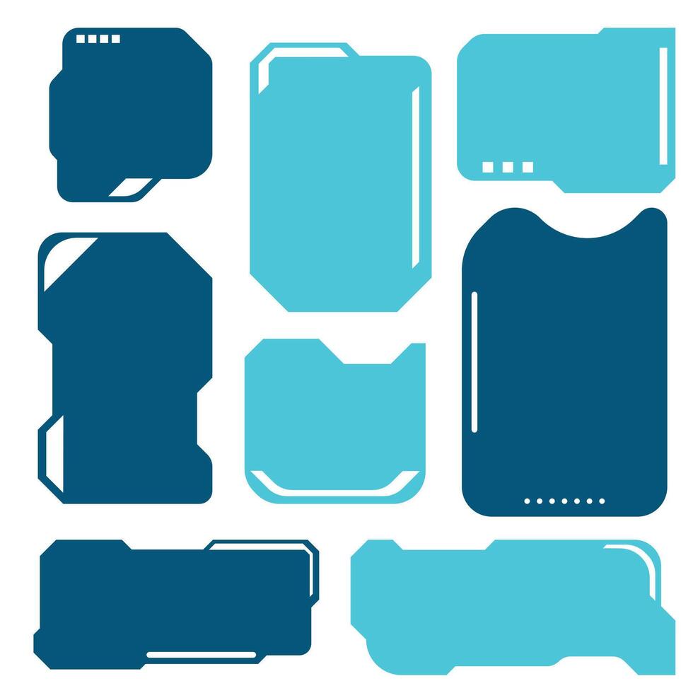 Collection of different futuristic style label template vector