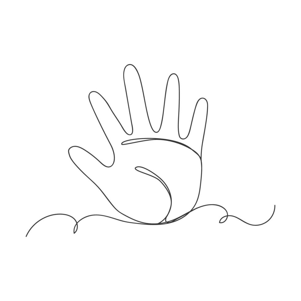 Continuous one line art palm note icon isolated illustration. vector