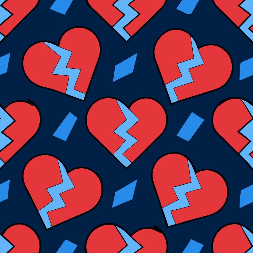 Minimalist broken hearts design pattern graphic art digital background contemporary aesthetic concept vector