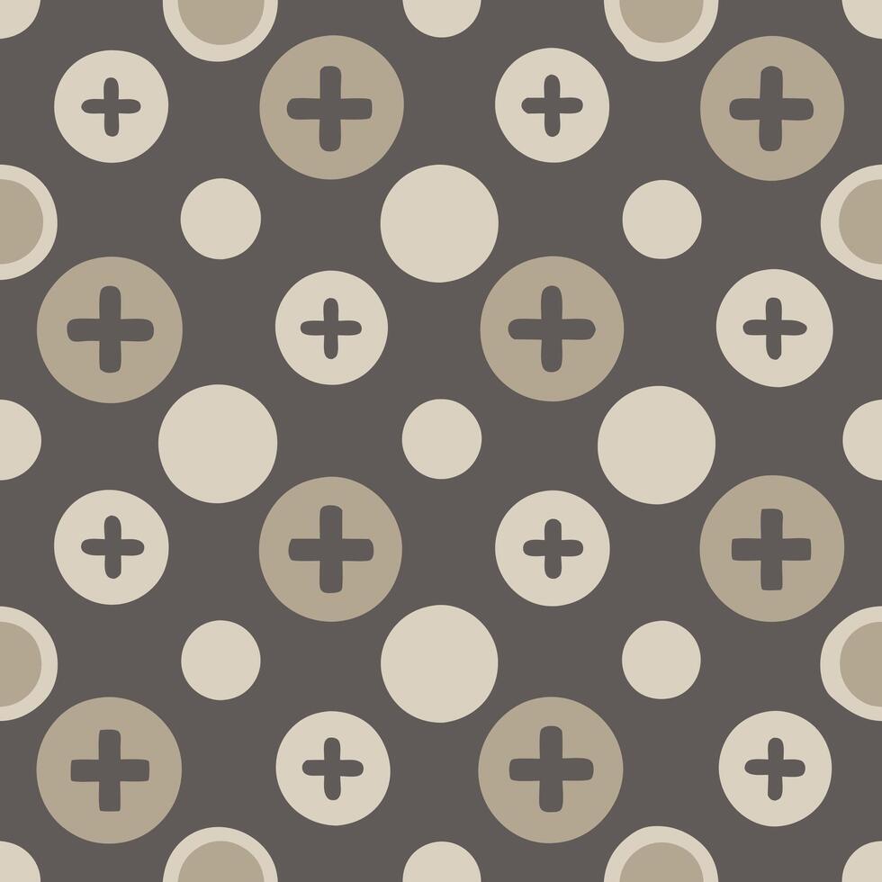 Seamless pattern of alternating plus and minus symbols digital artwork abstract design minimalist environment top view vector