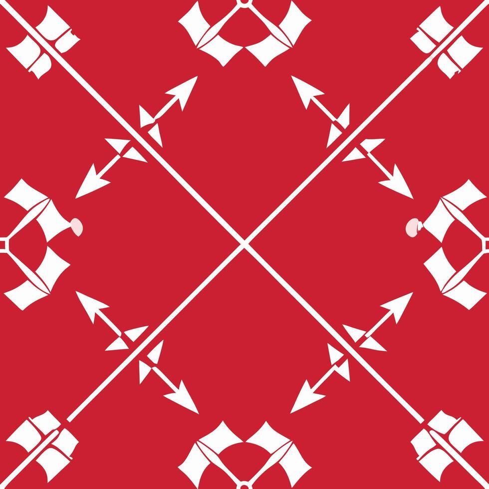 Minimalist cupid arrows crisscrossing over small red background graphic design abstract art modern style vector